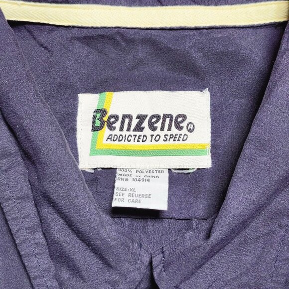 Benzene Men's Button-Up Navy Blue Shirt XL Addicted To Speed 100% Polyester - Picture 3 of 10